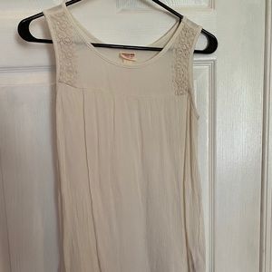 Tan Tank Top with crochet details